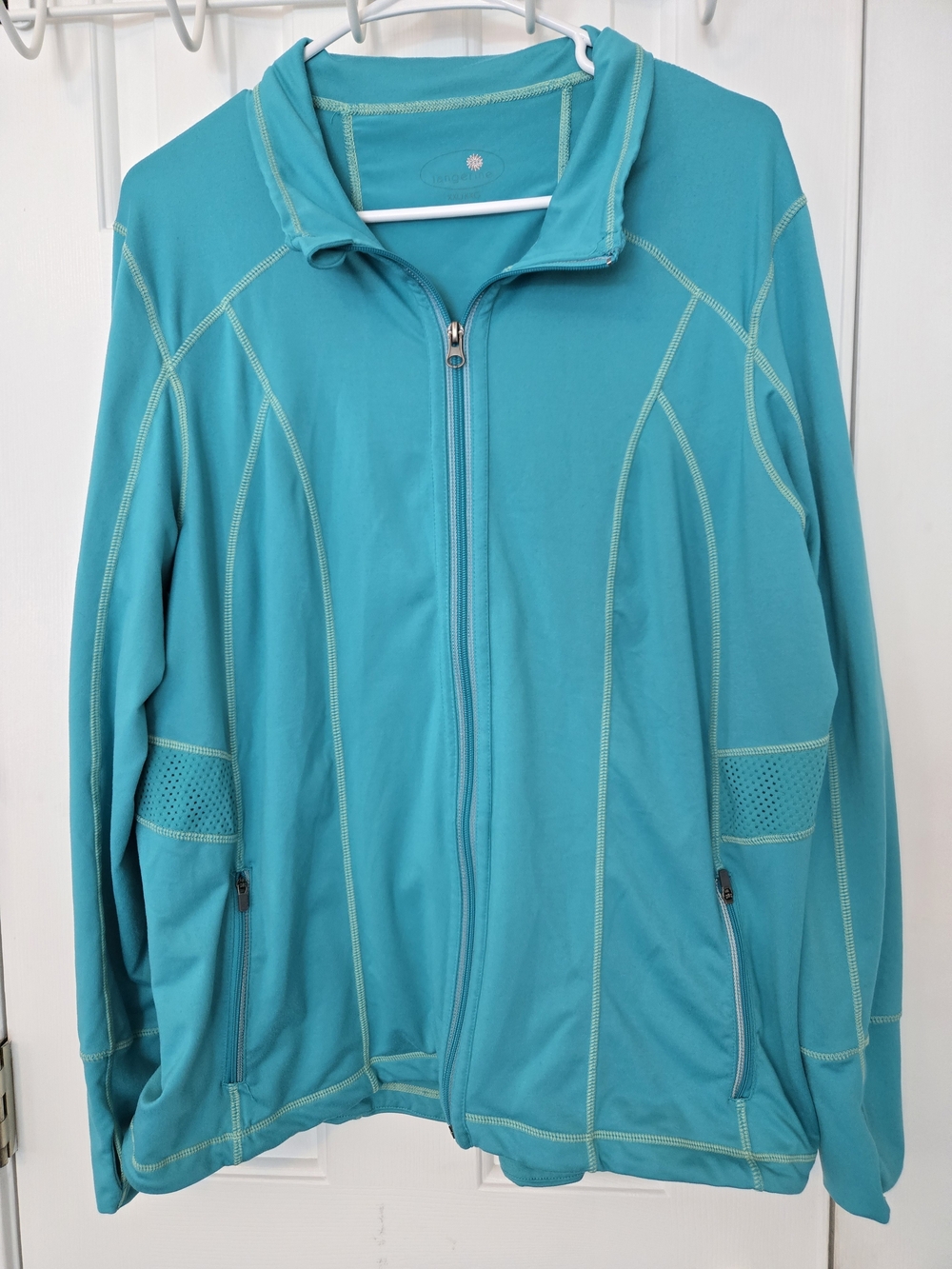 Tangerine Teal Full Zip Performance Breathable Pockets Thumbholes Size XXL